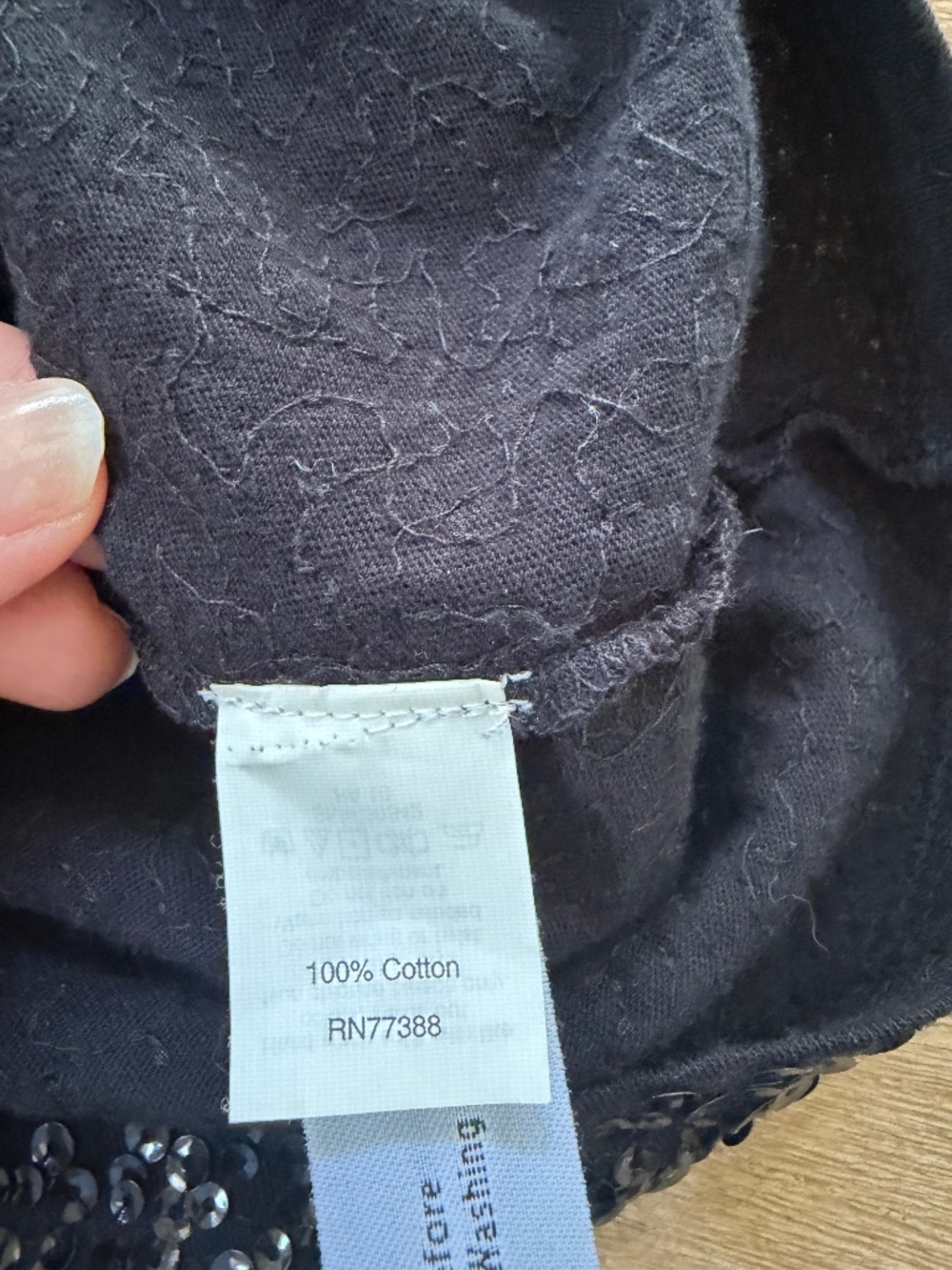 J. Crew Black Sequined Tank Top, 100% Cotton, Size Small